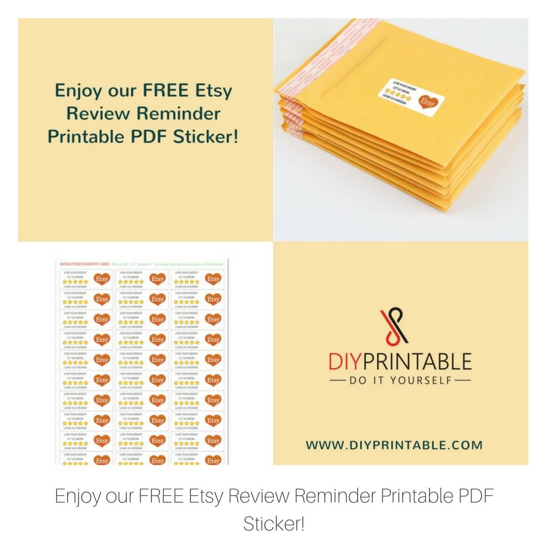 FREE Etsy Review Reminder Printable PDF Sticker Template