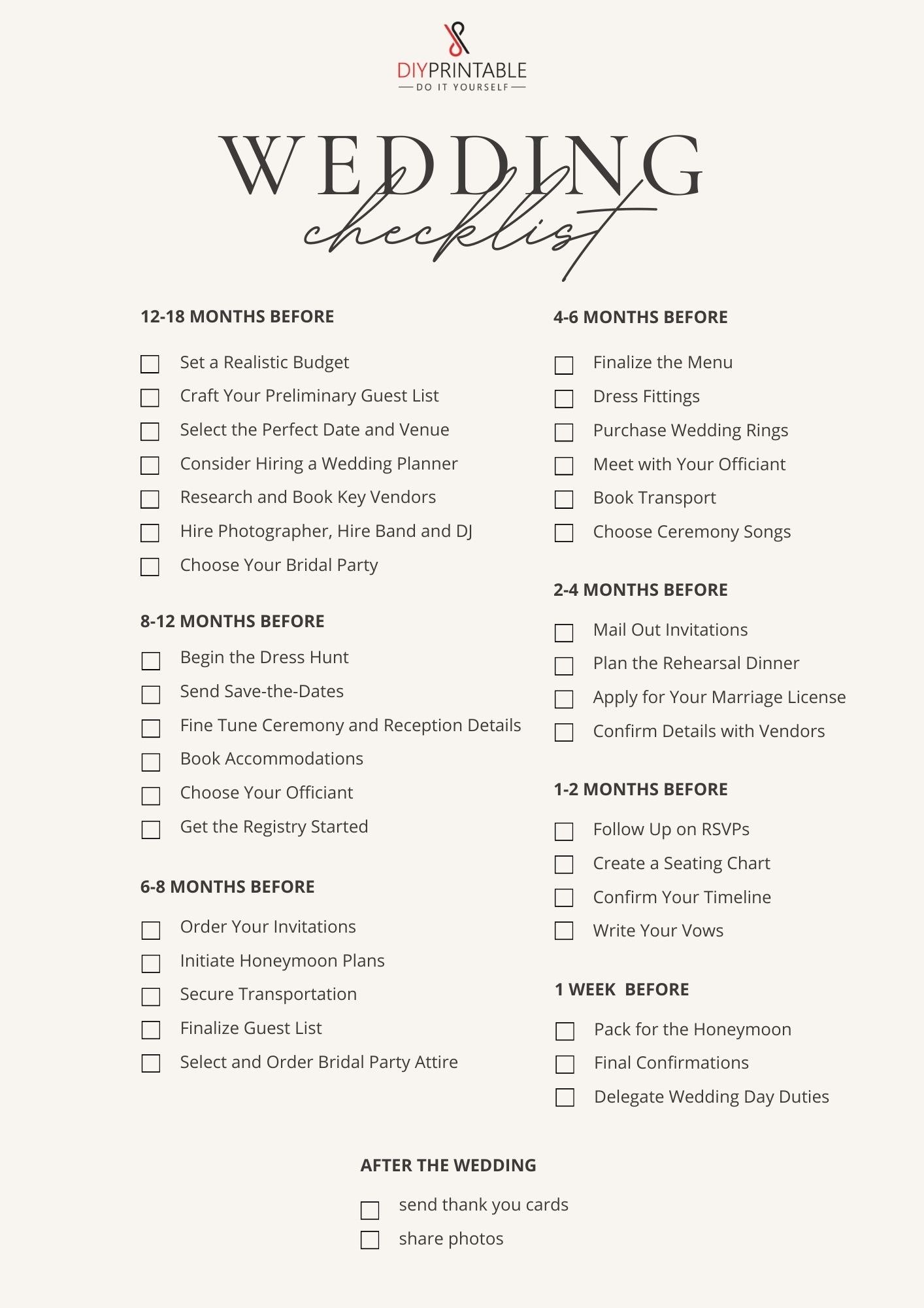 Wedding Planning Checklist