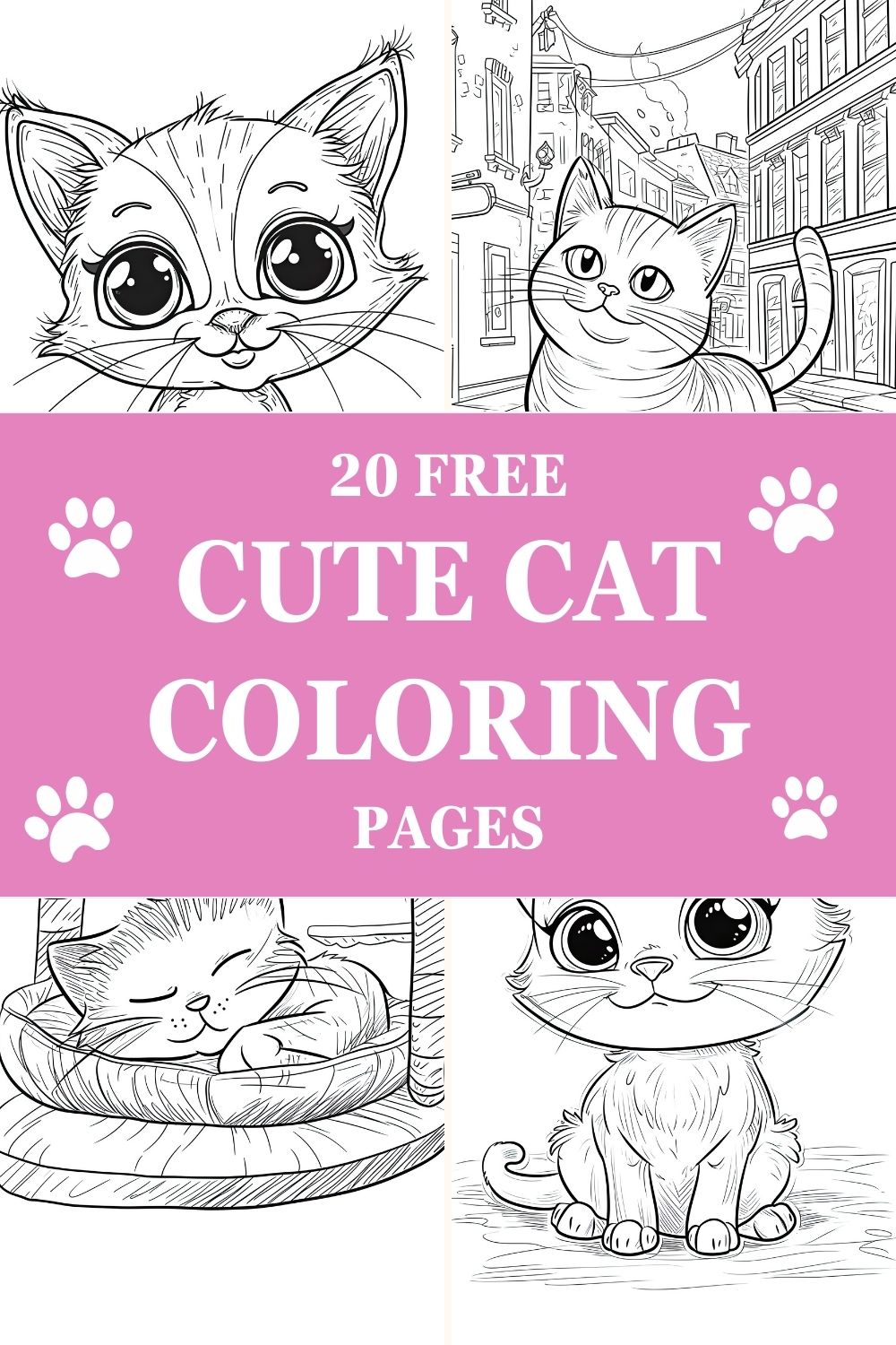 20 Free Adorable Cat Coloring Pages