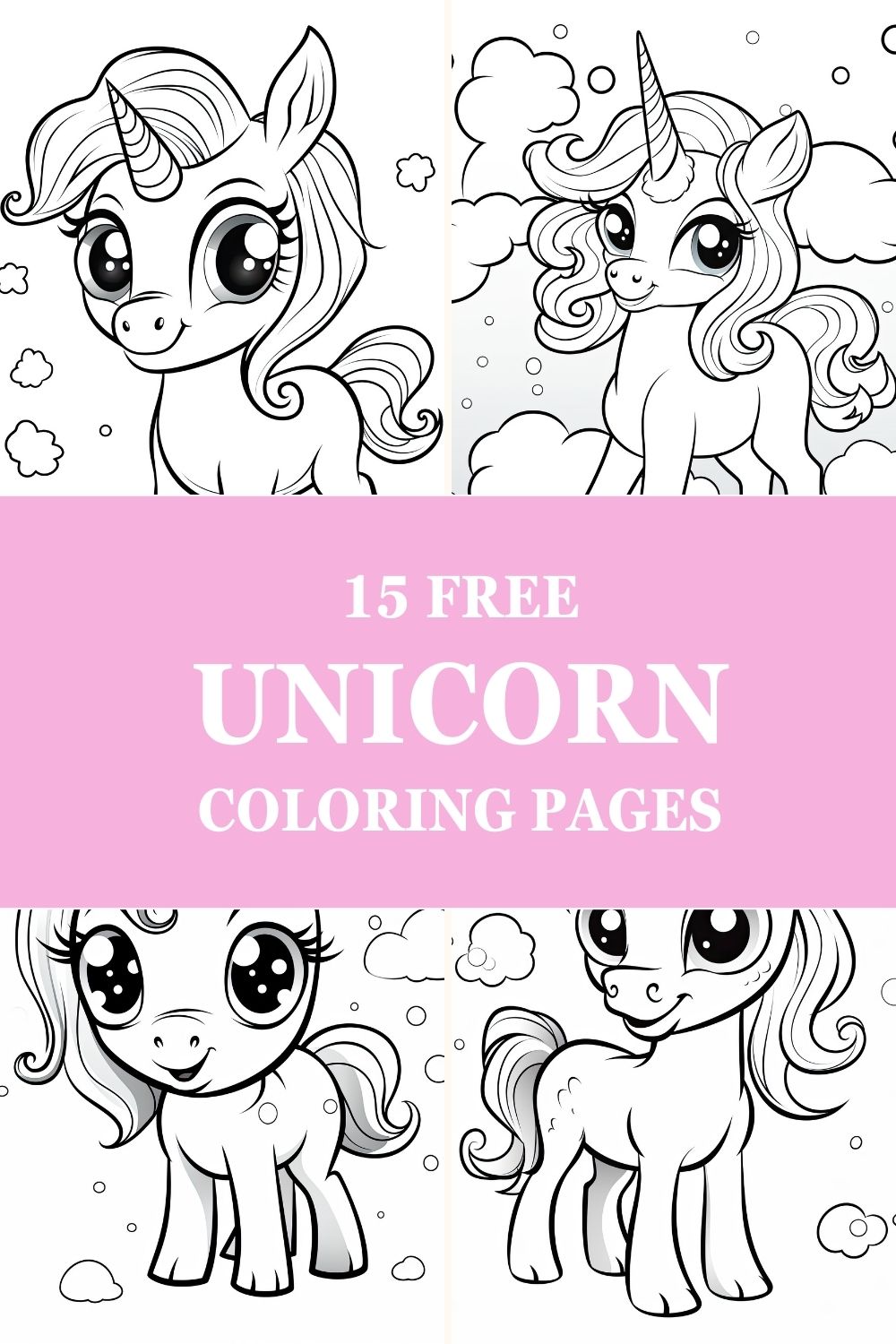 Cute Unicorn Coloring Page