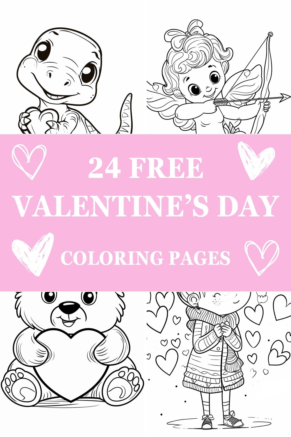 Free Valentines Day Coloring Pages for Kids and Adults Printable PDF