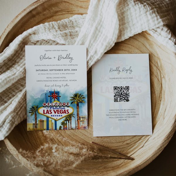 Las Vegas Wedding Invitation with QR Code