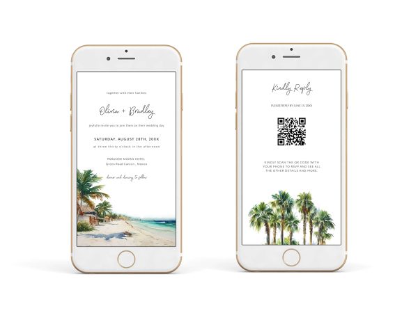 Paperless Electronic Cancun Wedding Invitation Template scaled