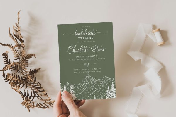 Printable Line Draw Mountain Bachelorette Invitation scaled