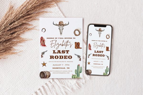 Printable and Mobile Last Rodeo Bachelorette Invitation Template scaled