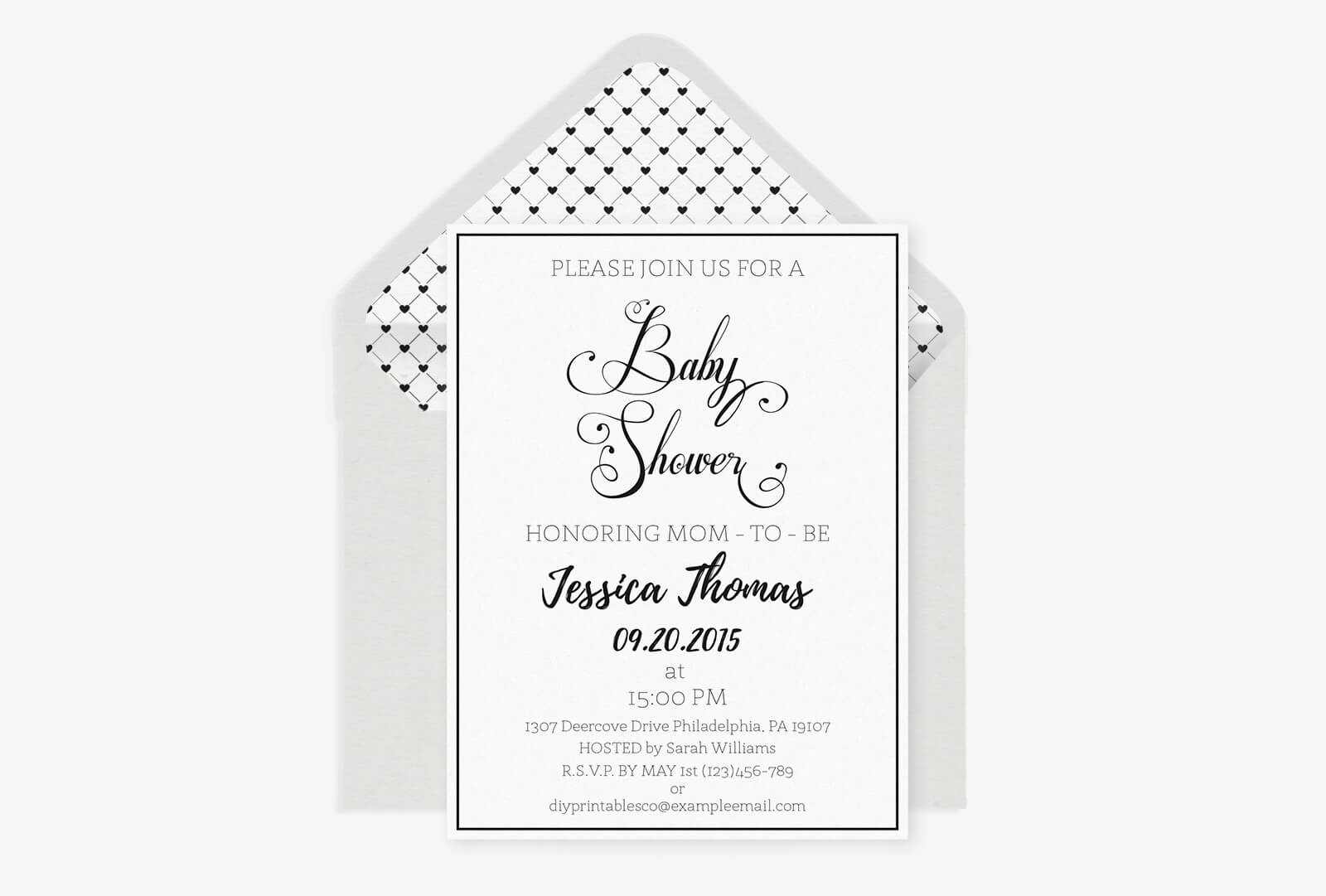 FREE Calligraphy Baby Shower Invitation Template