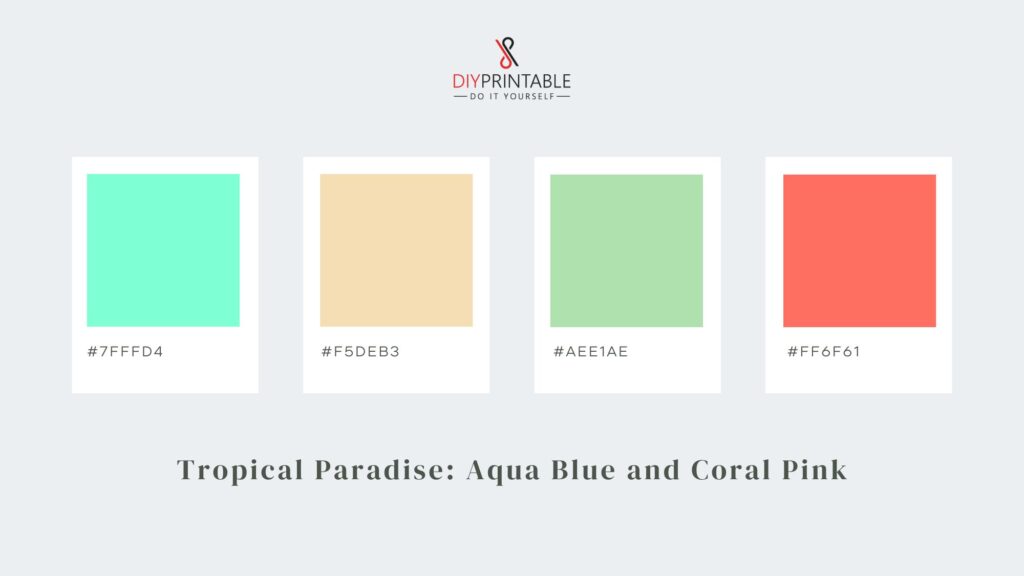 Tropical Paradise Aqua Blue and Coral Pink