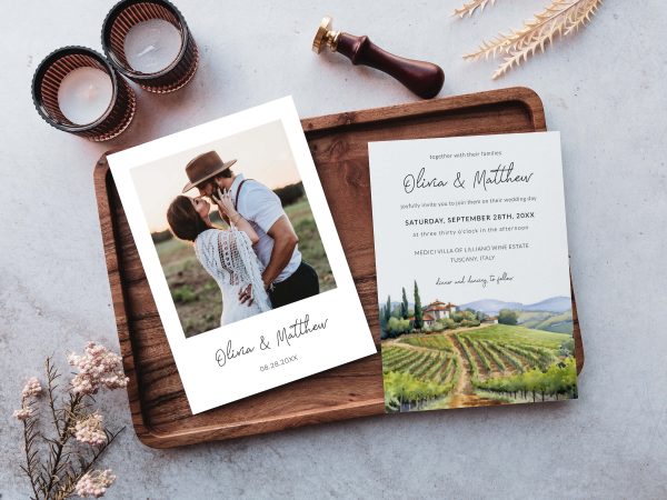 Tuscany Wedding Invitations Template with Photo