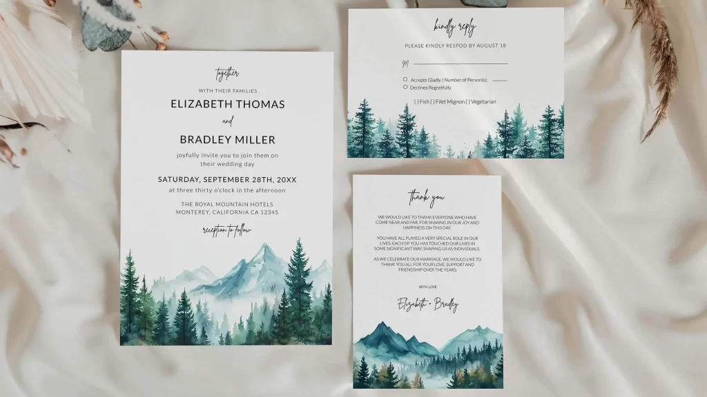 diy printing mountain wedding suite template