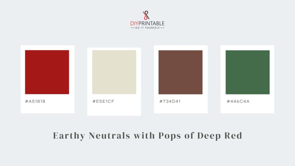 Earthy Neutrals with Pops of Deep Red