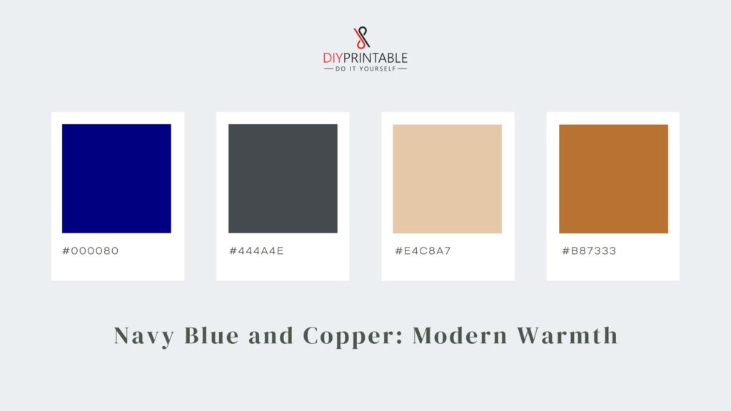 Navy Blue and Copper Modern Warmth Color Palette