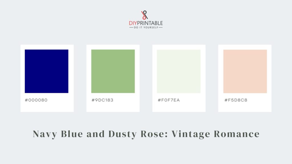 Navy Blue and Dusty Rose Vintage Romance Color Palette