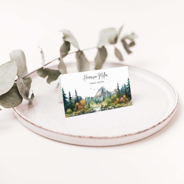 Woodland Mountain Place Card Template