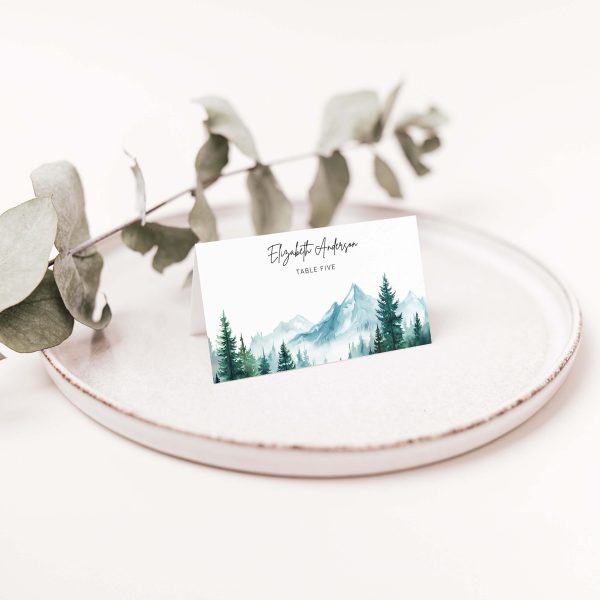 Woodland Mountain Tent Place Card Template