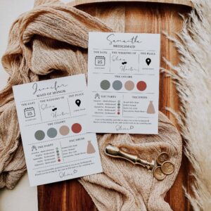 Bridesmaid Info Card Template