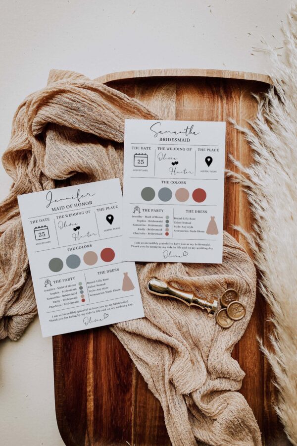 Bridesmaid Info Card Template