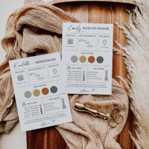 Bridesmaid Information Card Template