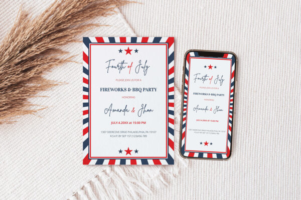 Editable 4th of July Barbeque Party Invitation Template