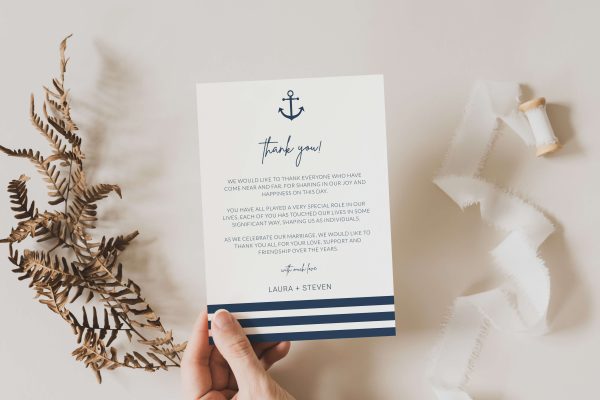 Editable Nautical Thank You Cards with Photo