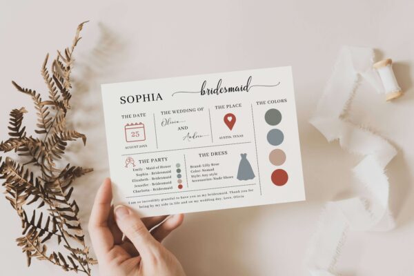 Horizontal Bridesmaid Info Card