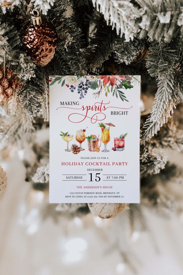 Making Spirits Bright Holiday Party Invitation Template