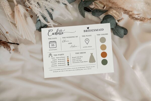 Modern Bridesmaid Information Card Template scaled