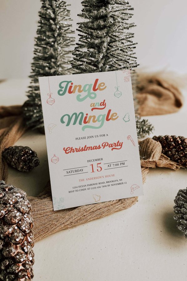 Printable Jingle and Mingle Christmas Party Invitation Template