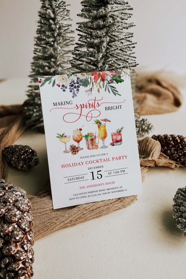 Printable Making Spirits Bright Holiday Party Invitation