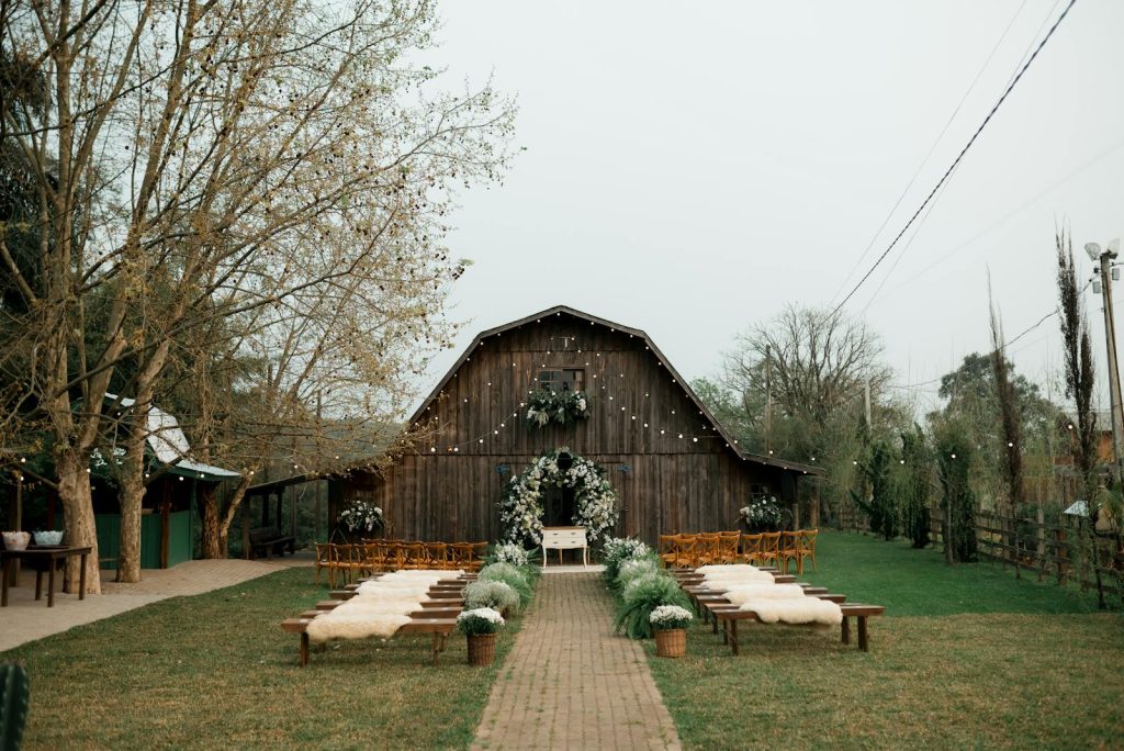 Rustic Outdoor Wedding Venue with Floral Decor